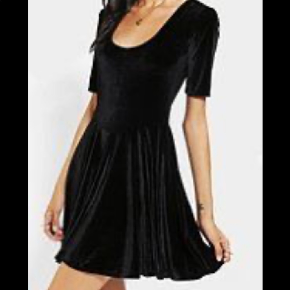 Urban Outfitters Black Velvet Skater Dress Size S